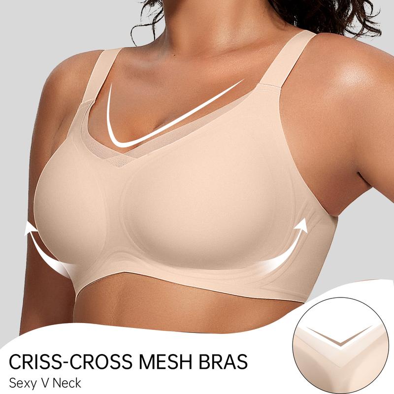 Womens Wireless Bras V Mesh Comfortable Bralette Supportive
