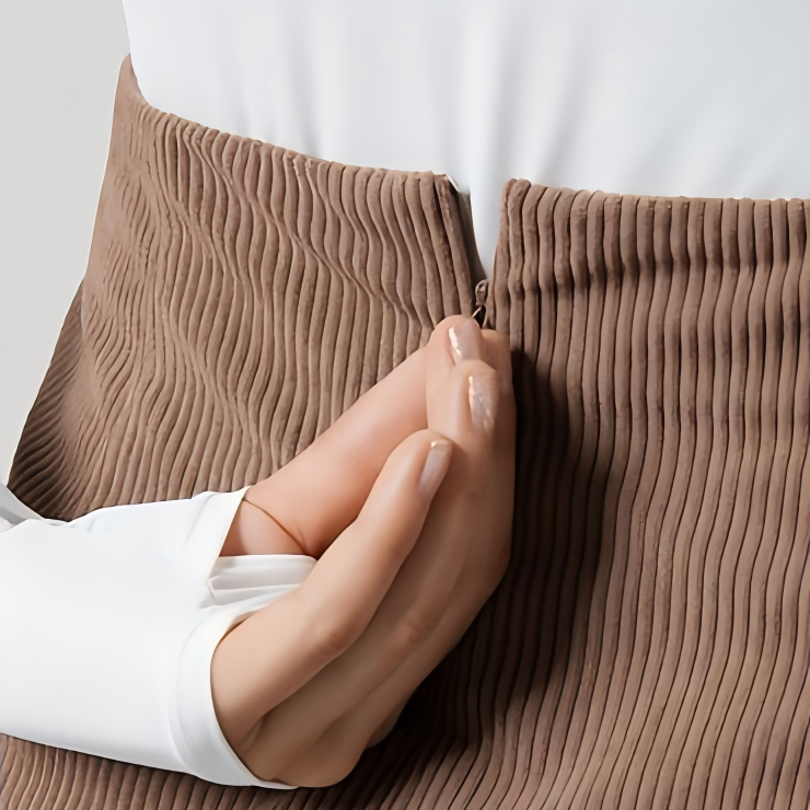 2-in-1 High Waisted Corduroy A-Line Skirt