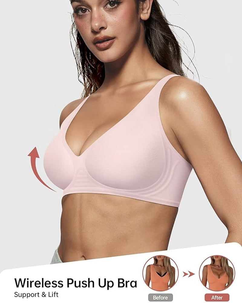 Seamless Deep V Push-Up Wireless Bra